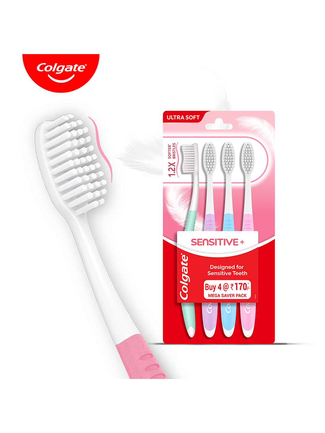 Colgate Set Of 4 Gentle Sensitive Ultra Soft Bristles Toothbrush