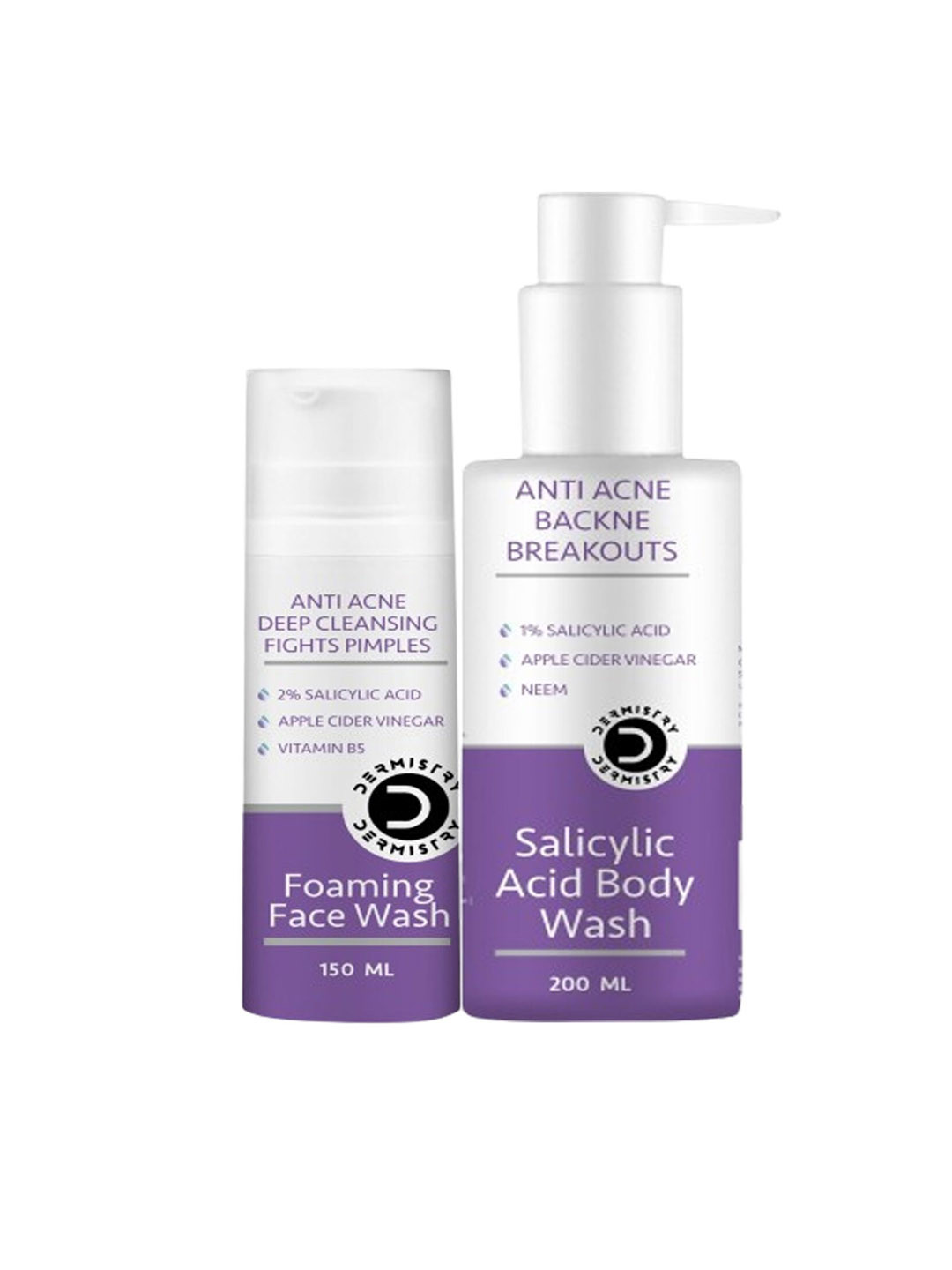 Vigini Dermistry Set of Anti Acne Body Wash - 200ml & Anti Acne Face Wash - 150ml