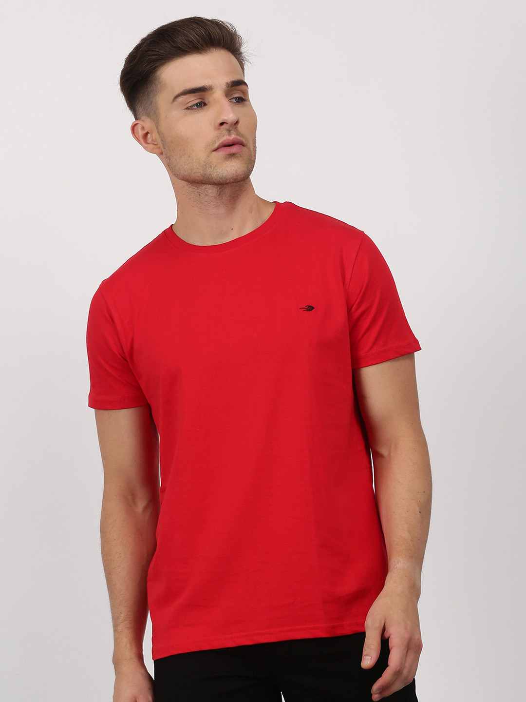 Red Flame Round Neck Short Sleeves Regular Fit Cotton Casual T-shirt