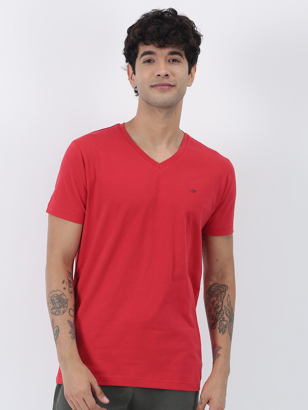 Red Flame V-Neck Short Sleeve T-shirt