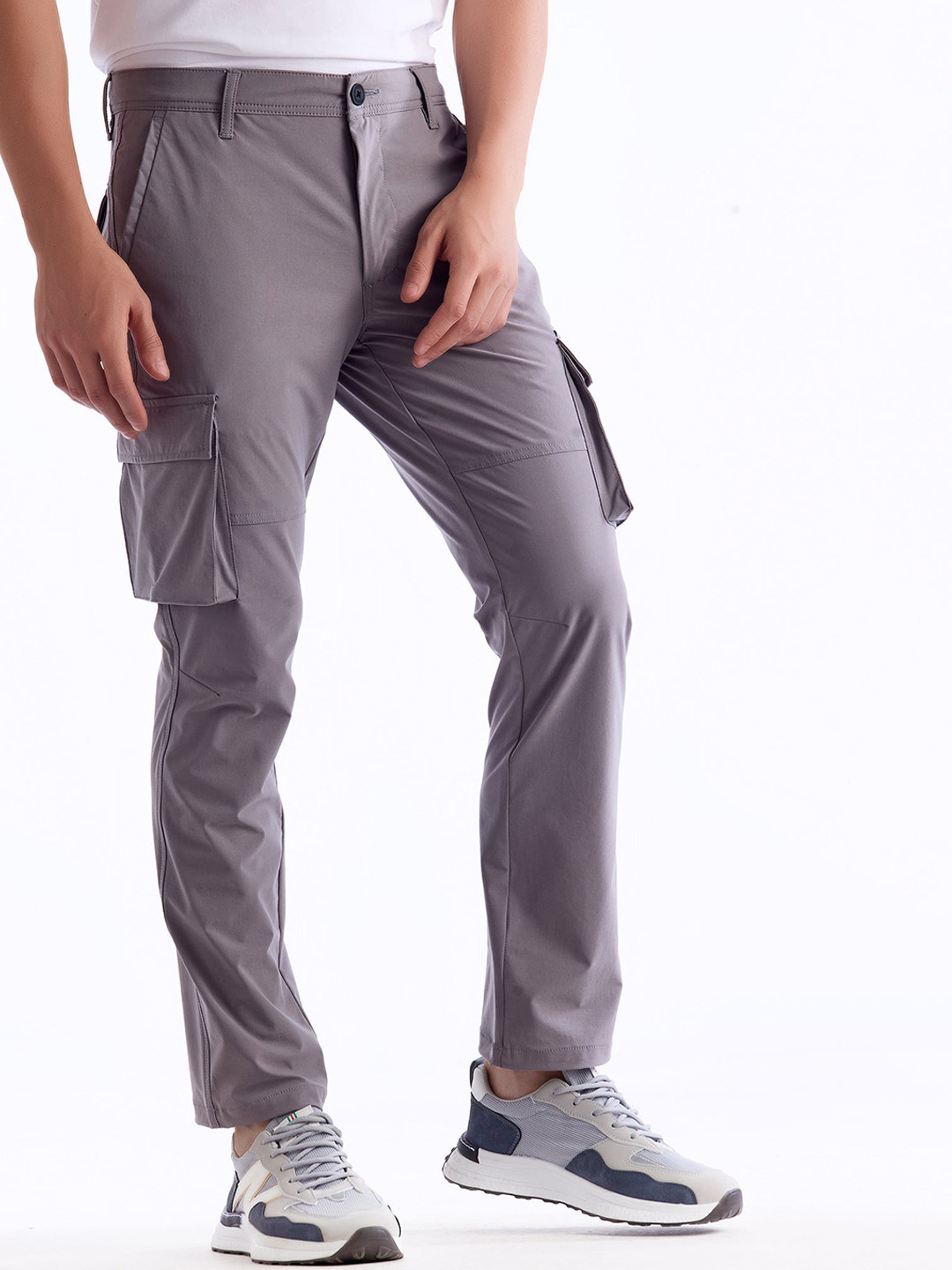 Red Flame Slim Fit Mid-Rise Cargos Trousers