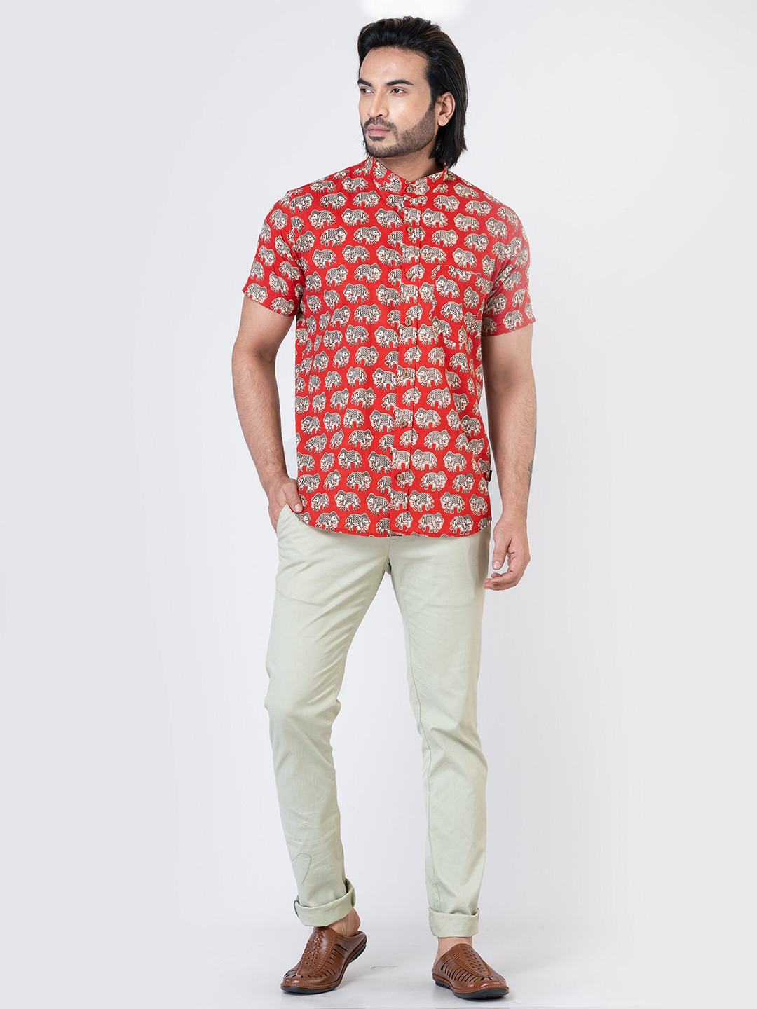 Kartikeya Jaipur Elephant Printed Cotton Standard Opaque Casual Shirt