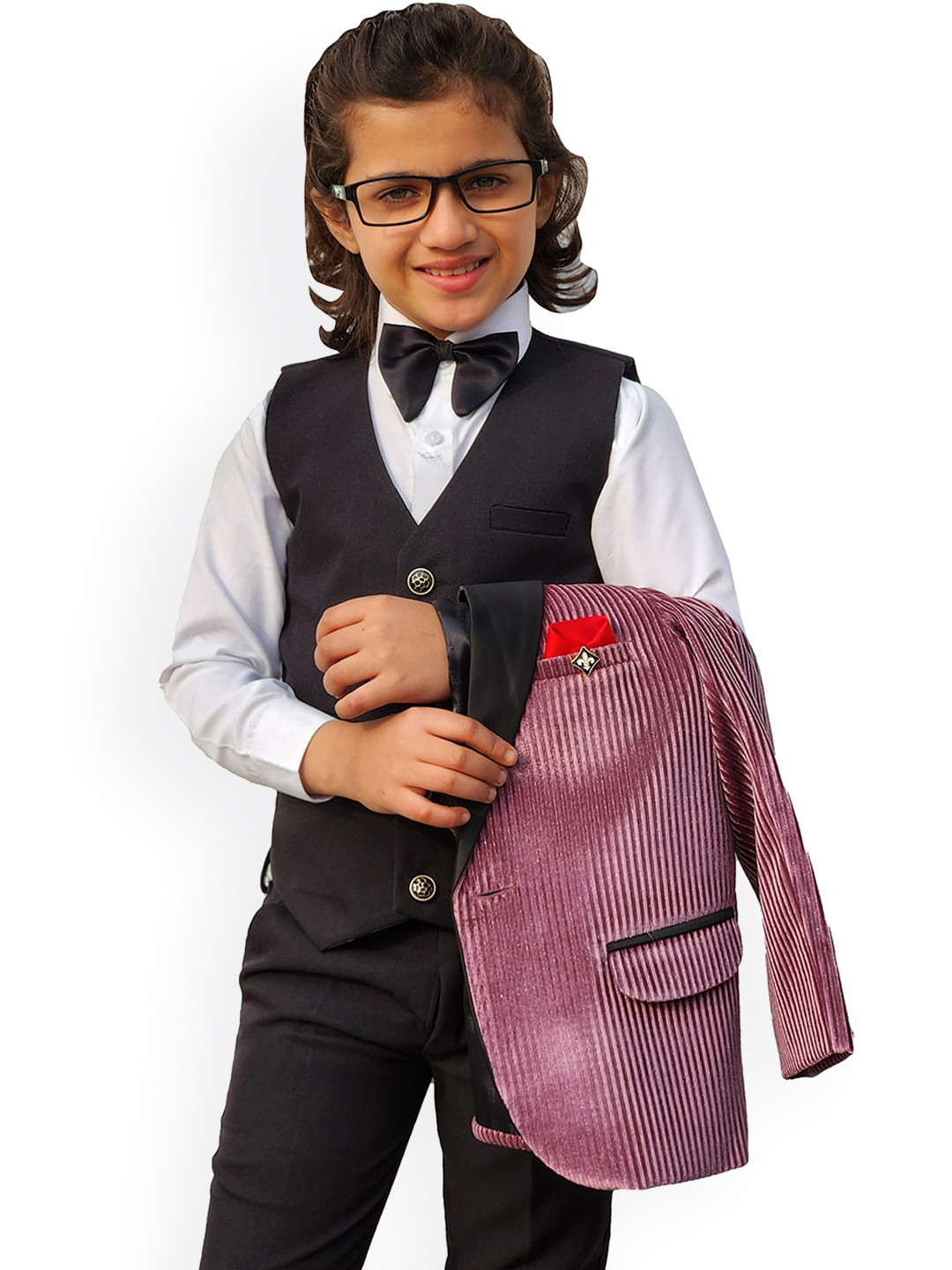 BAESD Boys Embellished Single-Breasted Five-Piece Party Suits