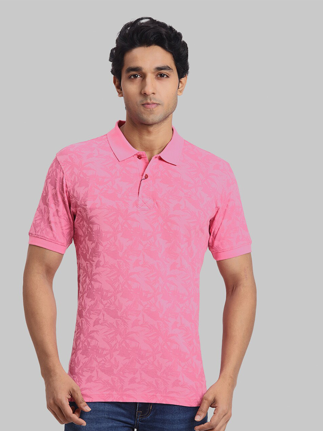 ColorPlus Floral Polo Collar Short Sleeves Regular Fit Cotton Casual T-shirt