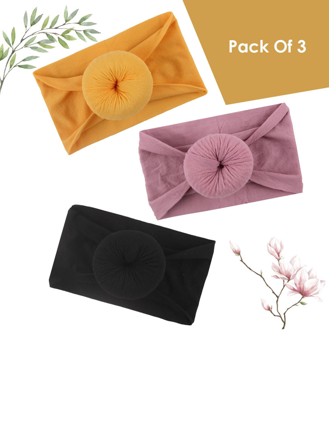 SYGA Infant Pack Of 3 Comfortable Turban Wrap Headbands