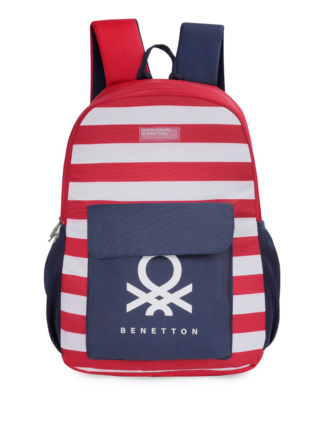 United Colors of Benetton Unisex Striped Backpack with Rain Cover