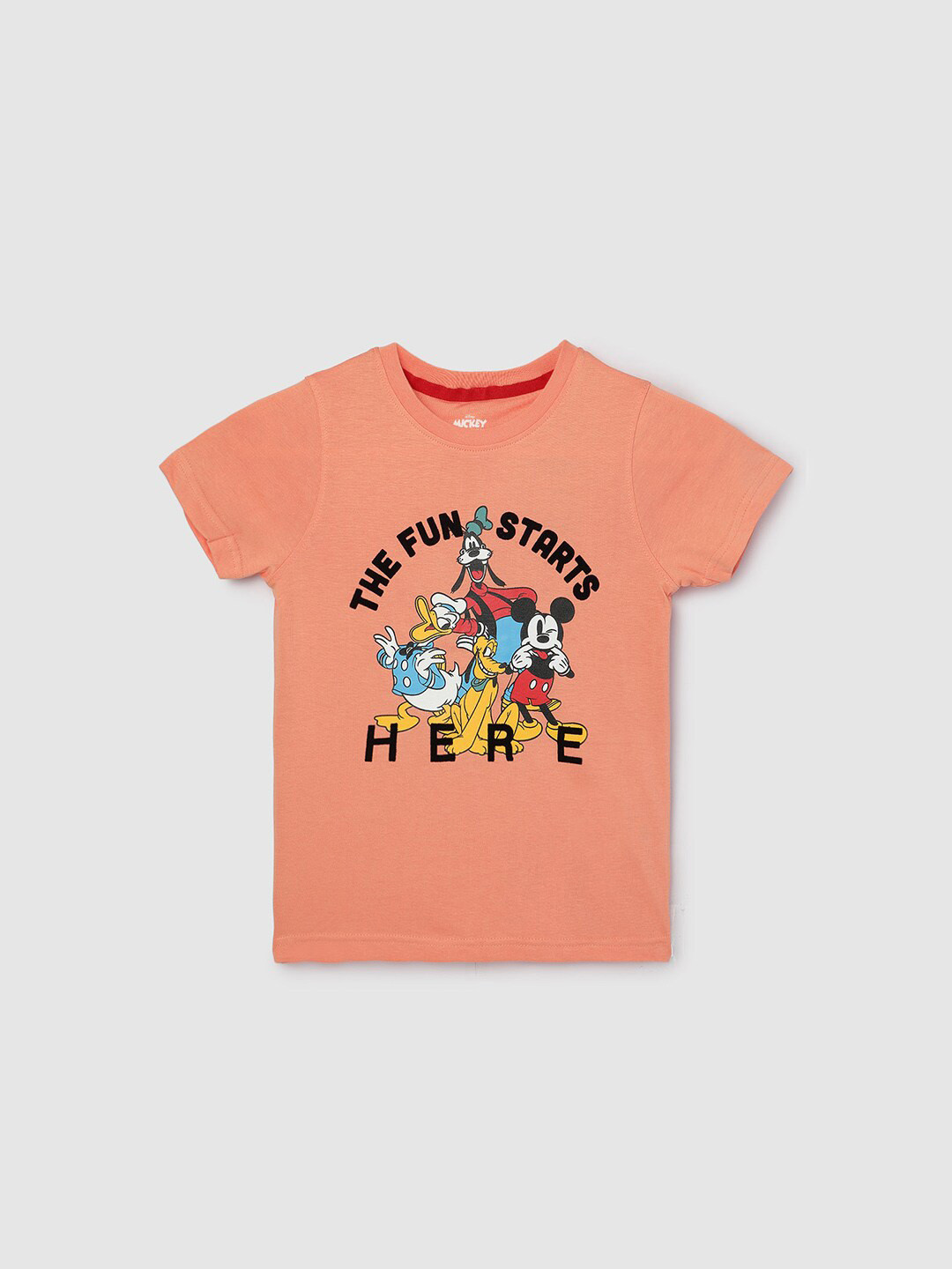 max Boys Mickey & Friends Printed Round Neck Cotton Casual T-shirt