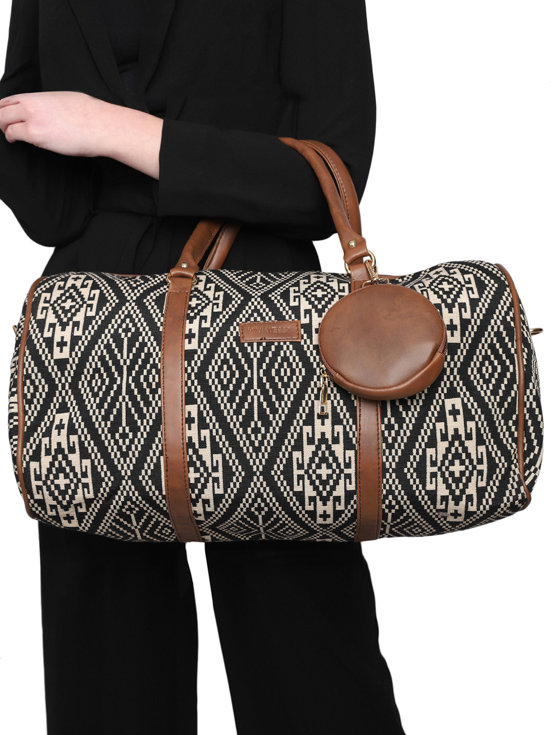 MINI WESST Geometric Printed Leather Duffle Bag