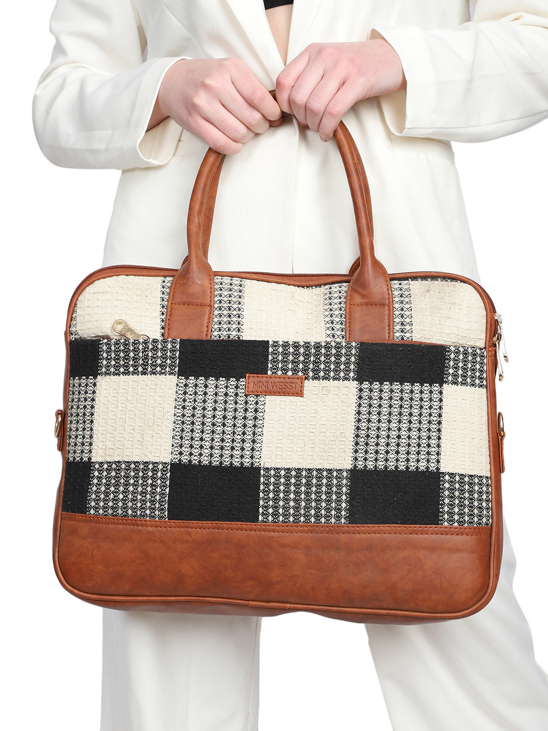 MINI WESST Unisex Checked Laptop Bag