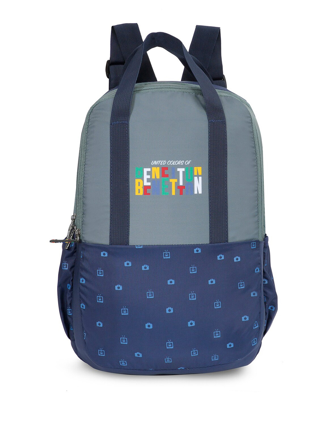 United Colors of Benetton Unisex Fermo Brand Logo Printed Ergonomic Backpack & Rain Cover
