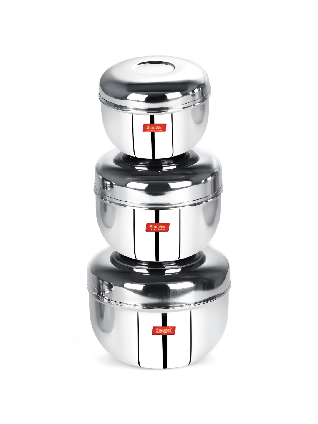 Sumeet Steel 3Pcs Stainless Steel Dishwasher Safe Food Containers