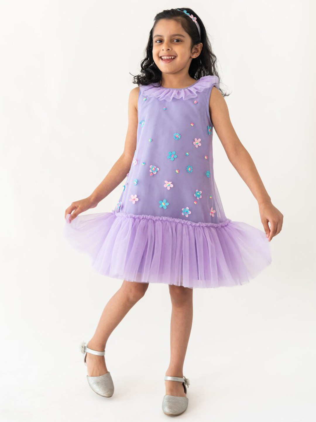 A Little Fable Abstract Round Neck Sleeveless Drop-Waist Fable Dress