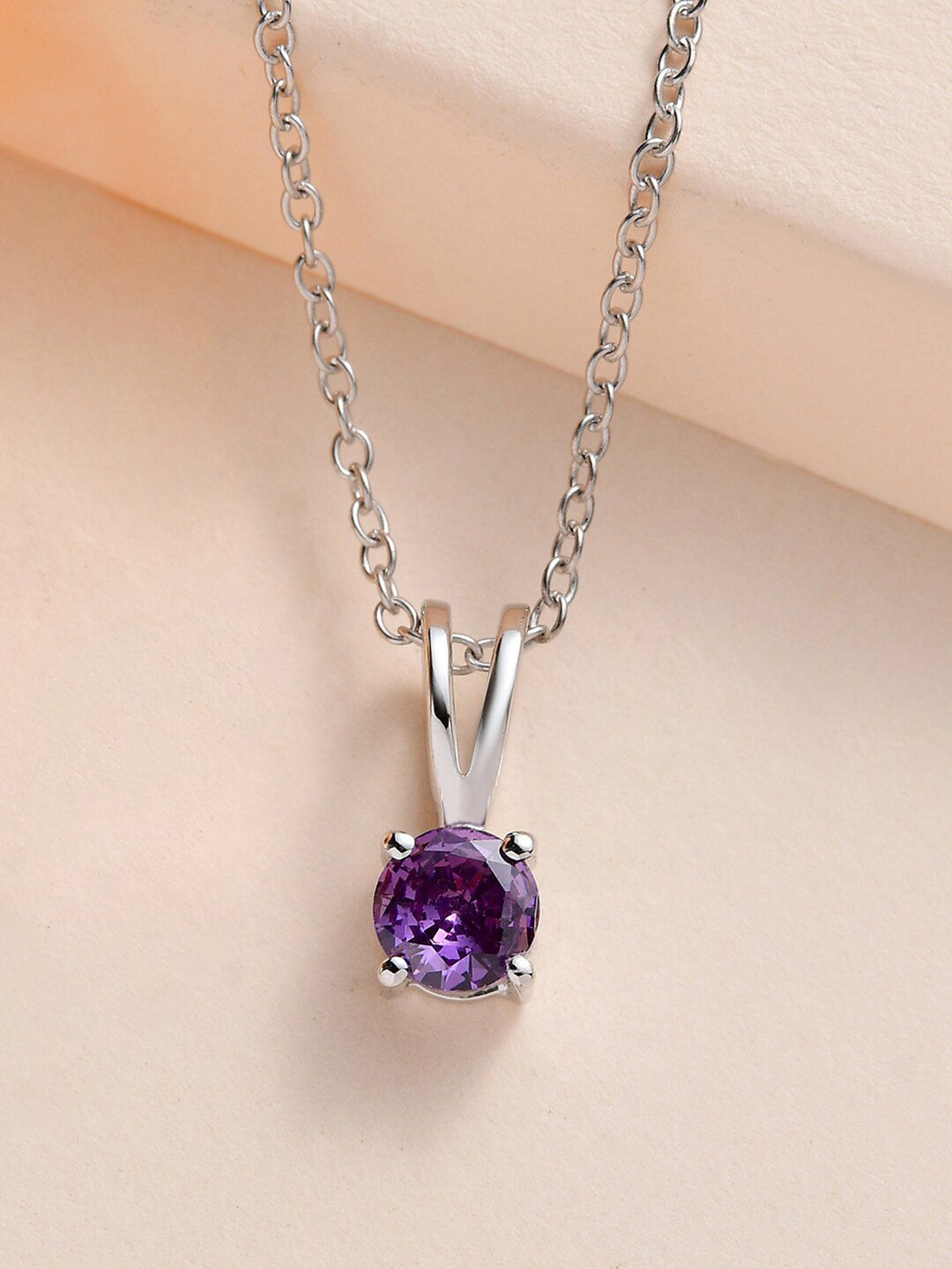 Ornate Jewels 925 Sterling Silver Solitaire Amethyst Necklace
