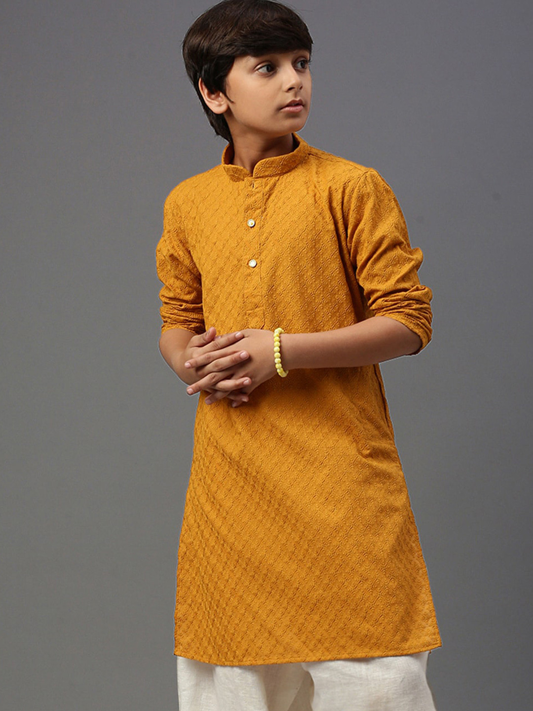 YK Boys Thread Work Chikankari Cotton Kurta