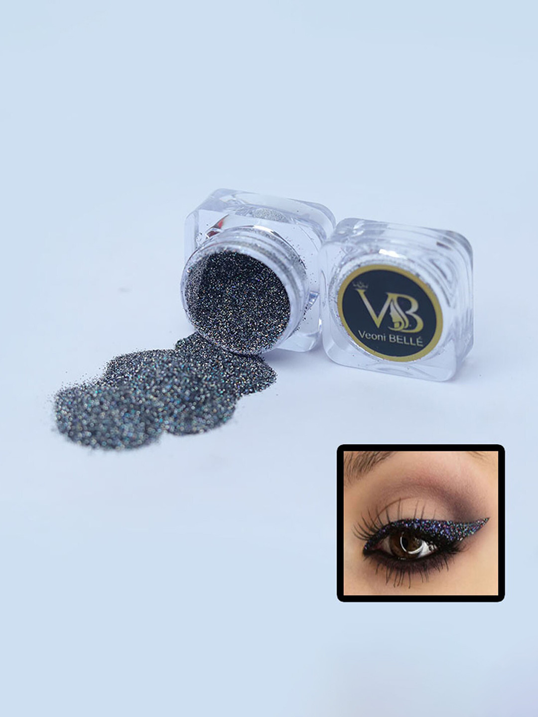 Veoni BELLE Holographic Set Of 2 HD Glitter Eyeshadow-5g Each-Antique Gold & Dark Starlit