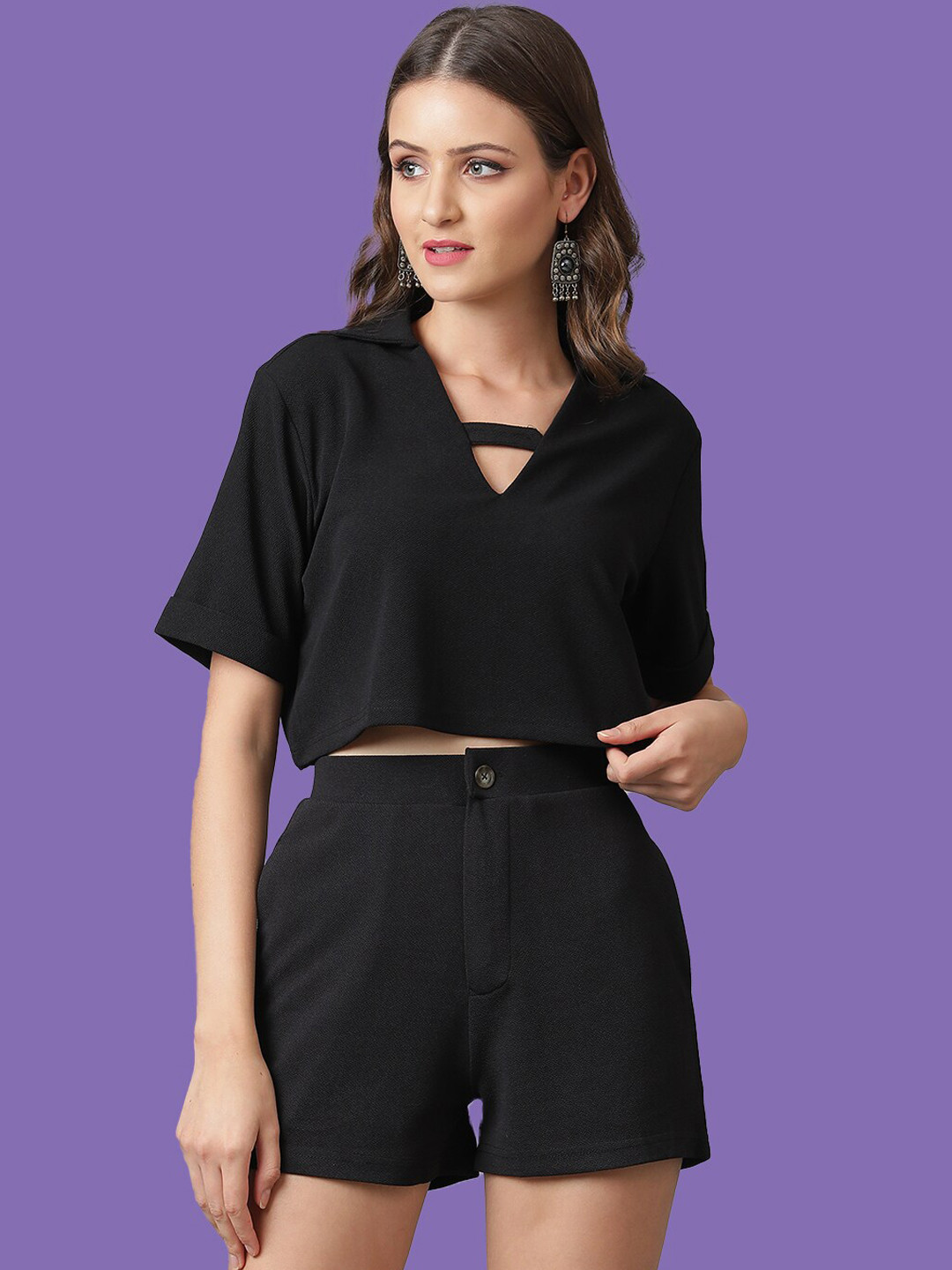 Stylecast X Kotty Keyhole Neck Top & Shorts