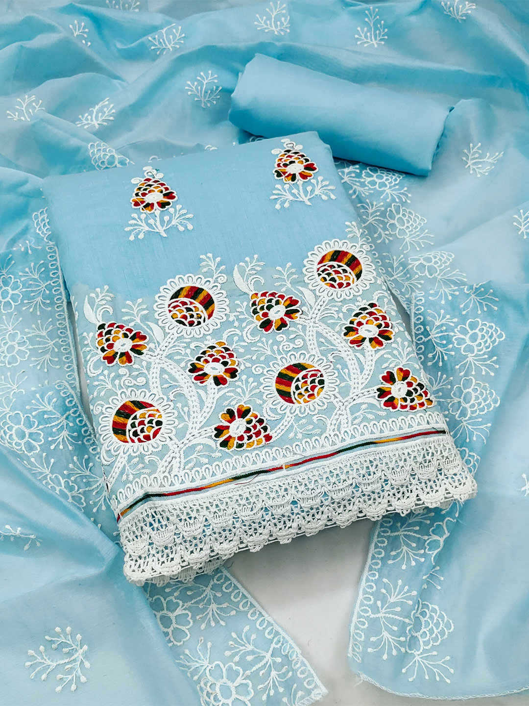 MANVAA Embroidered Cotton Unstitched Dress Material