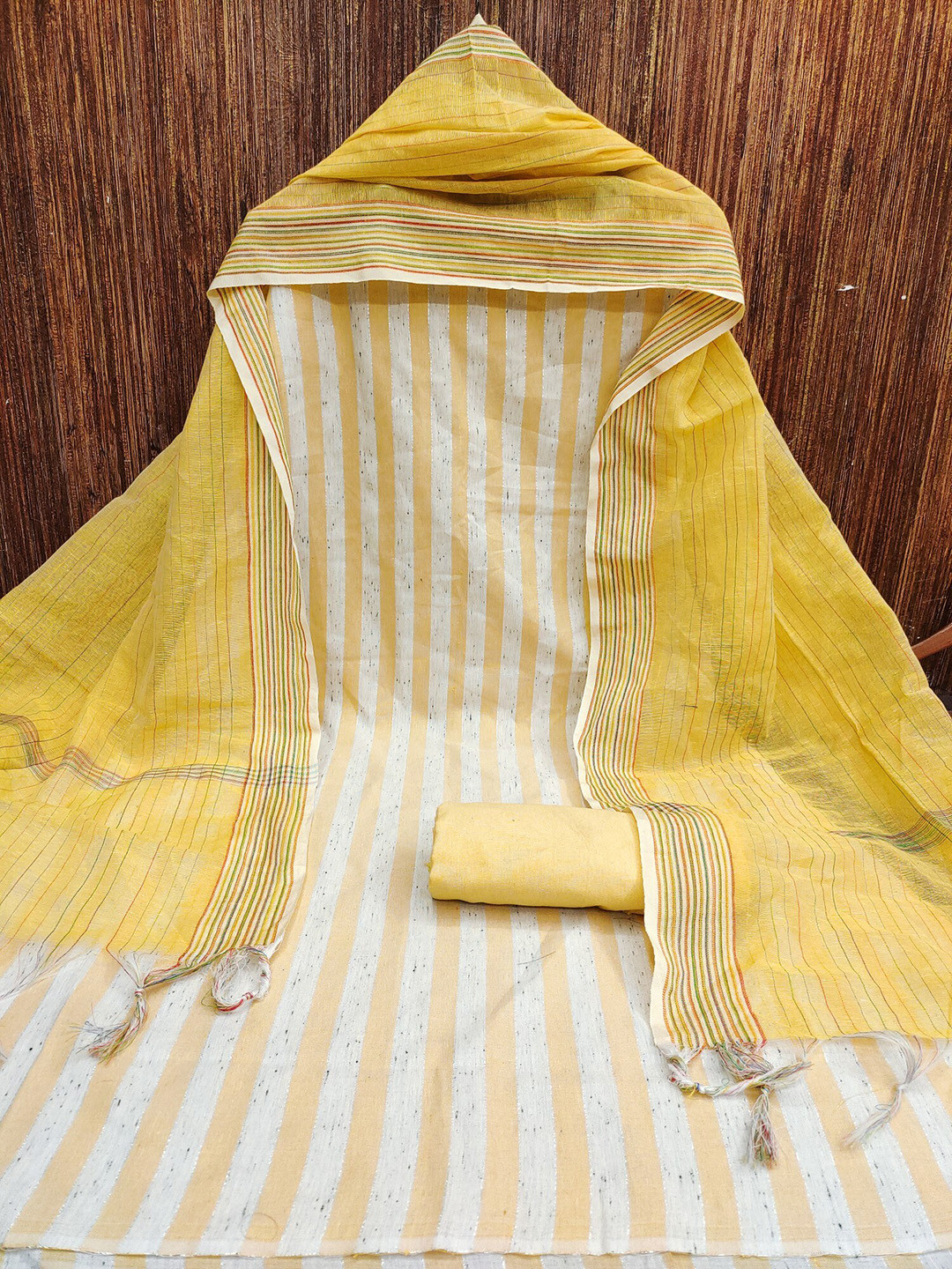 LeeliPeeri Designer Striped Woven Design Unstitched Dress Material