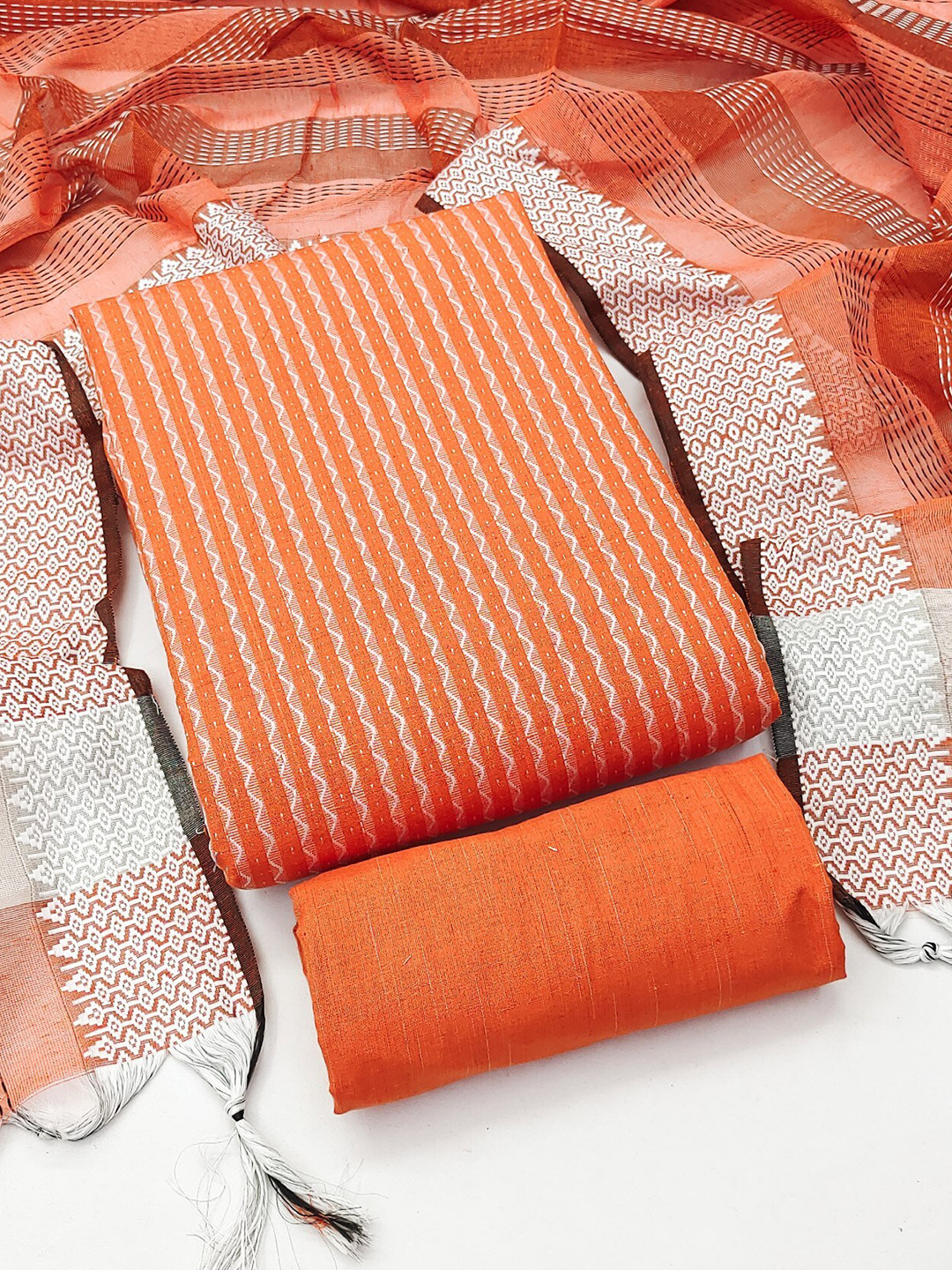 LeeliPeeri Designer Striped Jacquard Unstitched Dress Material