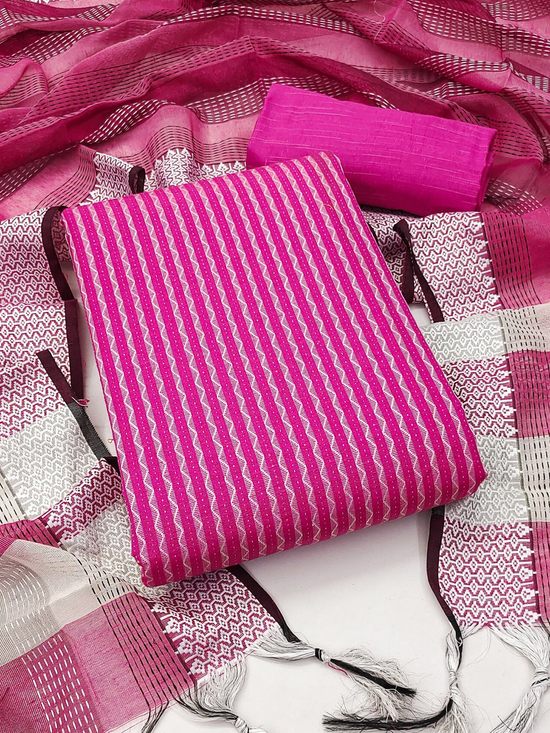 LeeliPeeri Designer Striped Unstitched Dress Material