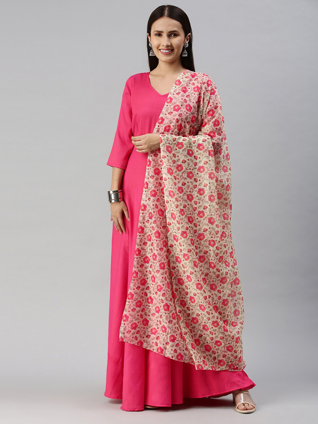 Swishchick Cotton Maxi Dress With Dupatta