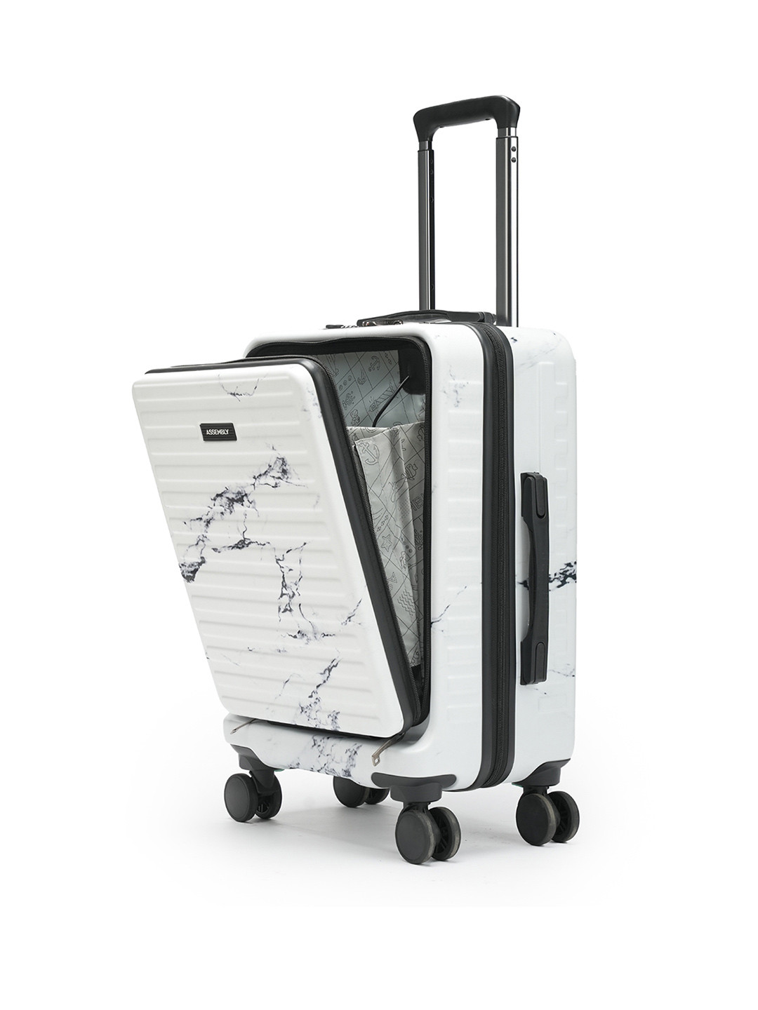 Assembly Stark Marble Printed Cabin Trolley Luggage - 40 Liters