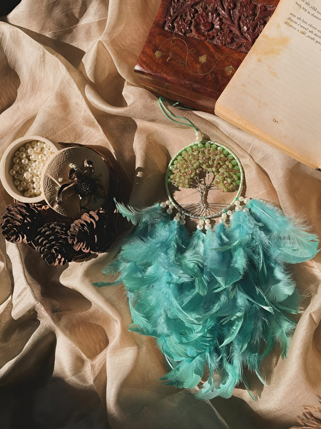 UVID ART AND CRAFT SUPPLIES Green & Brown Feathers Hanging Windchimes