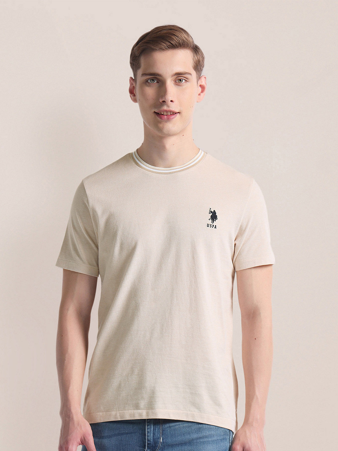 U.S. Polo Assn. Heathered Round Neck Slim Fit T-shirt