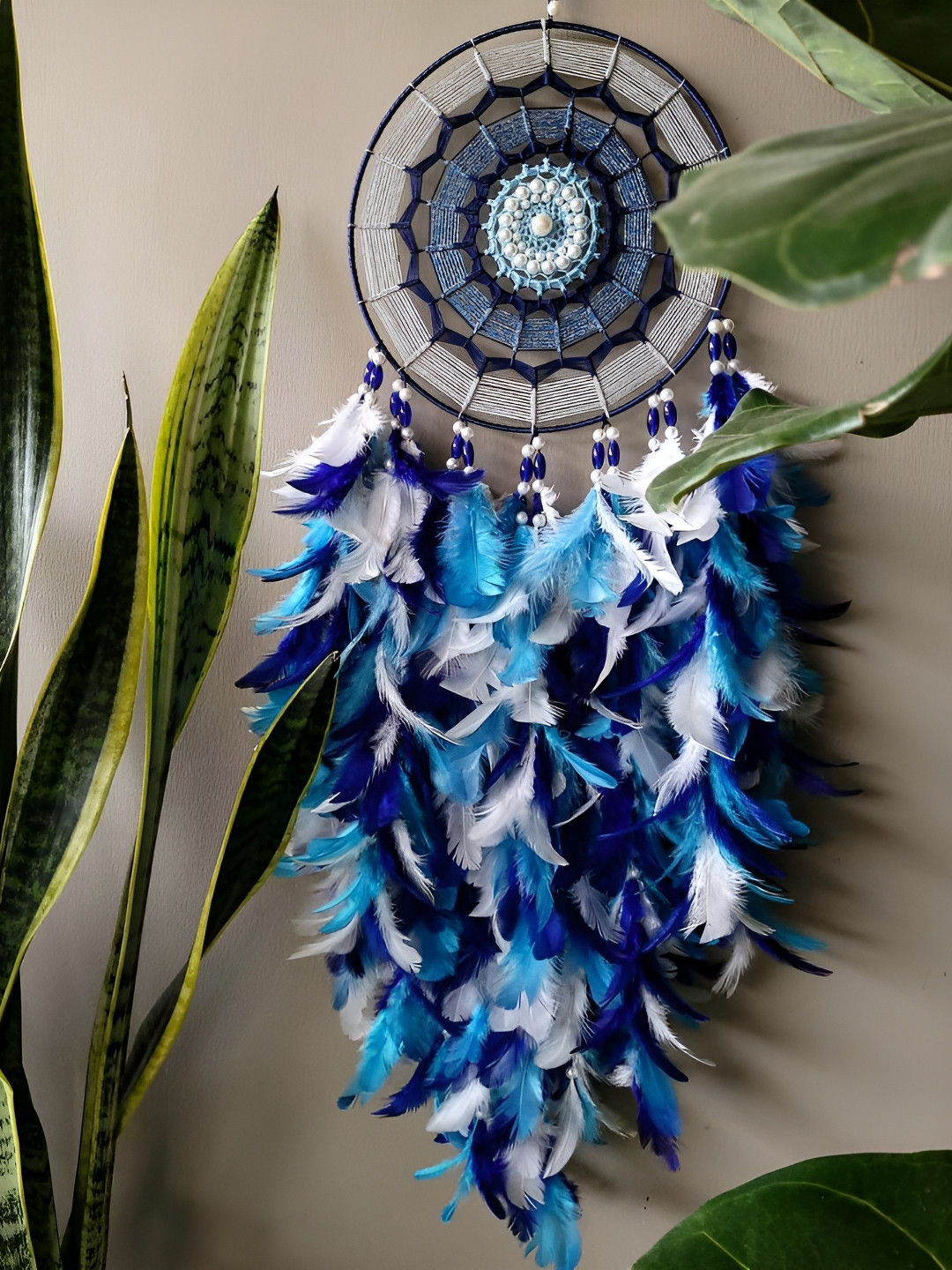 UVID ART AND CRAFT SUPPLIES Blue & White Feather Dream-Catcher