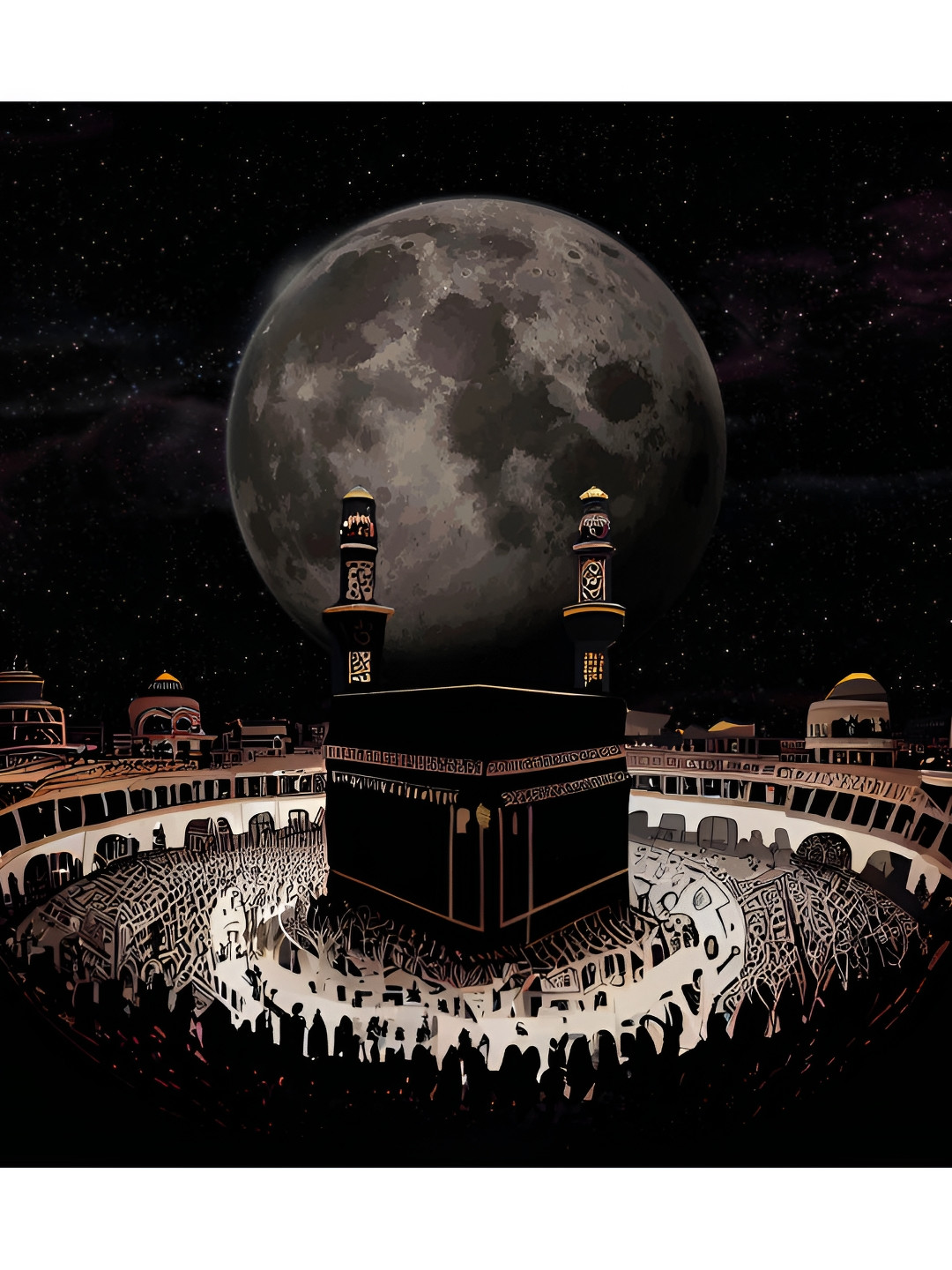 uk enterprises Makkah Madina Canvas Wall Square Paintings Wall Art - 24 x 24In