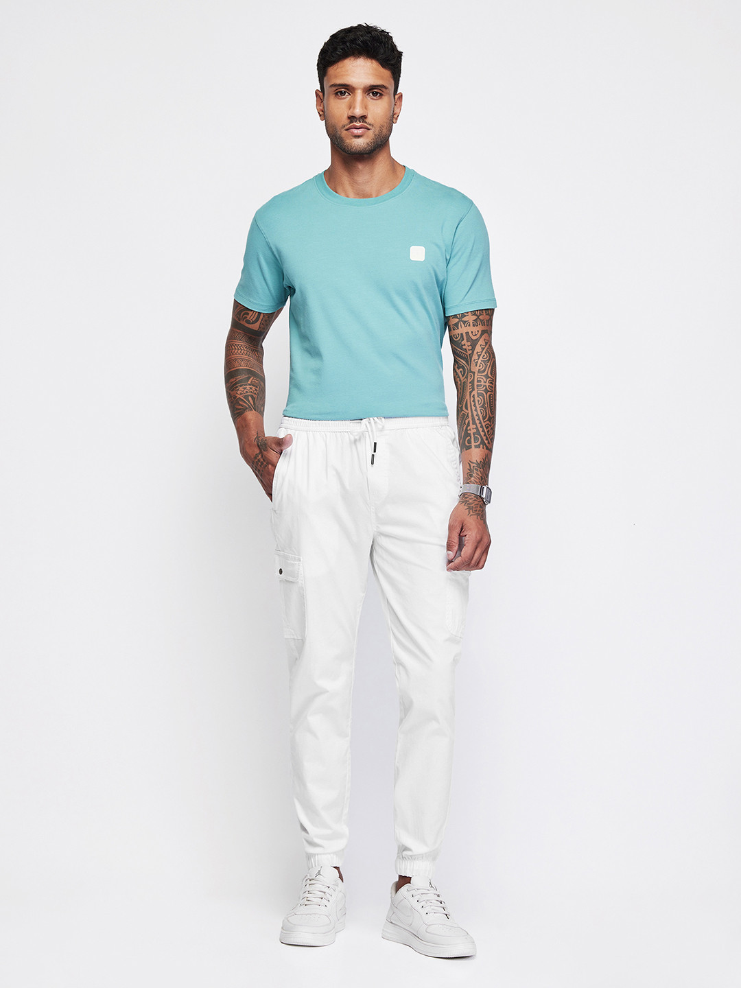 Red Flame Men Mid Rise Stretchable Cargo Joggers