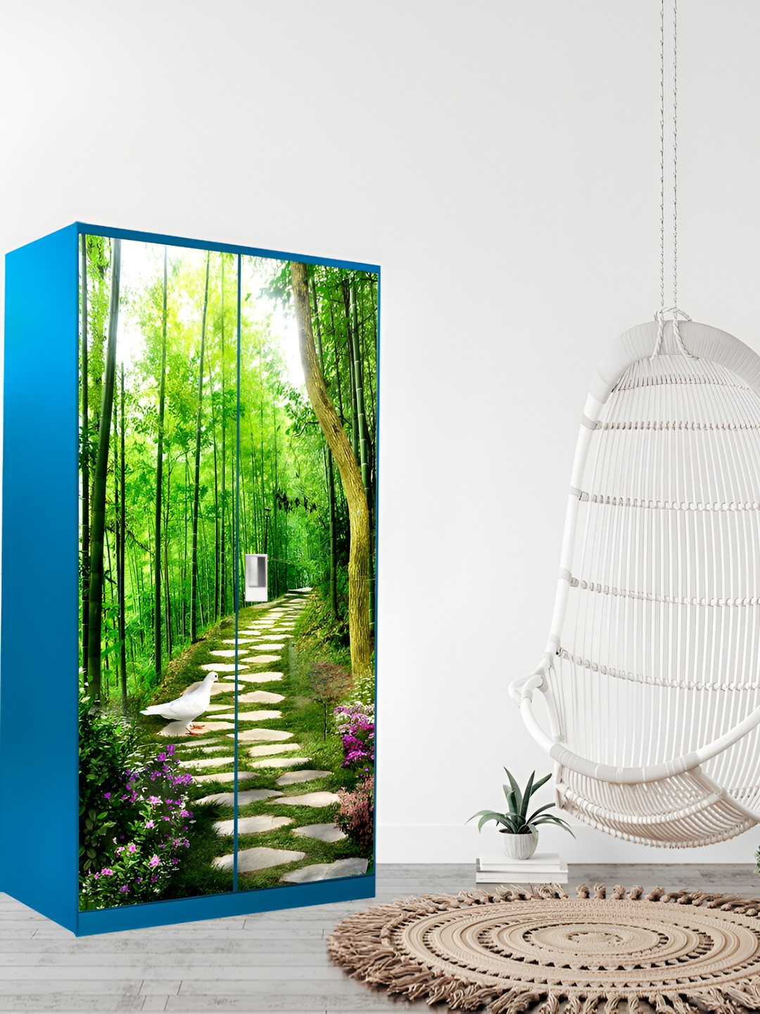 WALLWEAR Green & Brown Jungle Way-printed Self-Adhesive Wardrobe Sticker