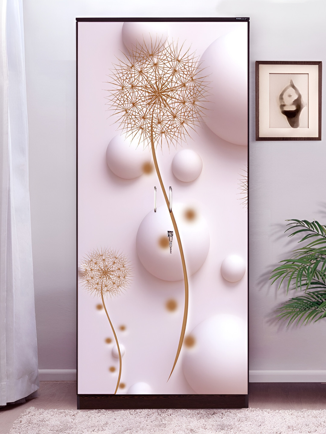 WALLWEAR Beige & Brown Bubble Printed Self Adhesive Wardrobe Sticker