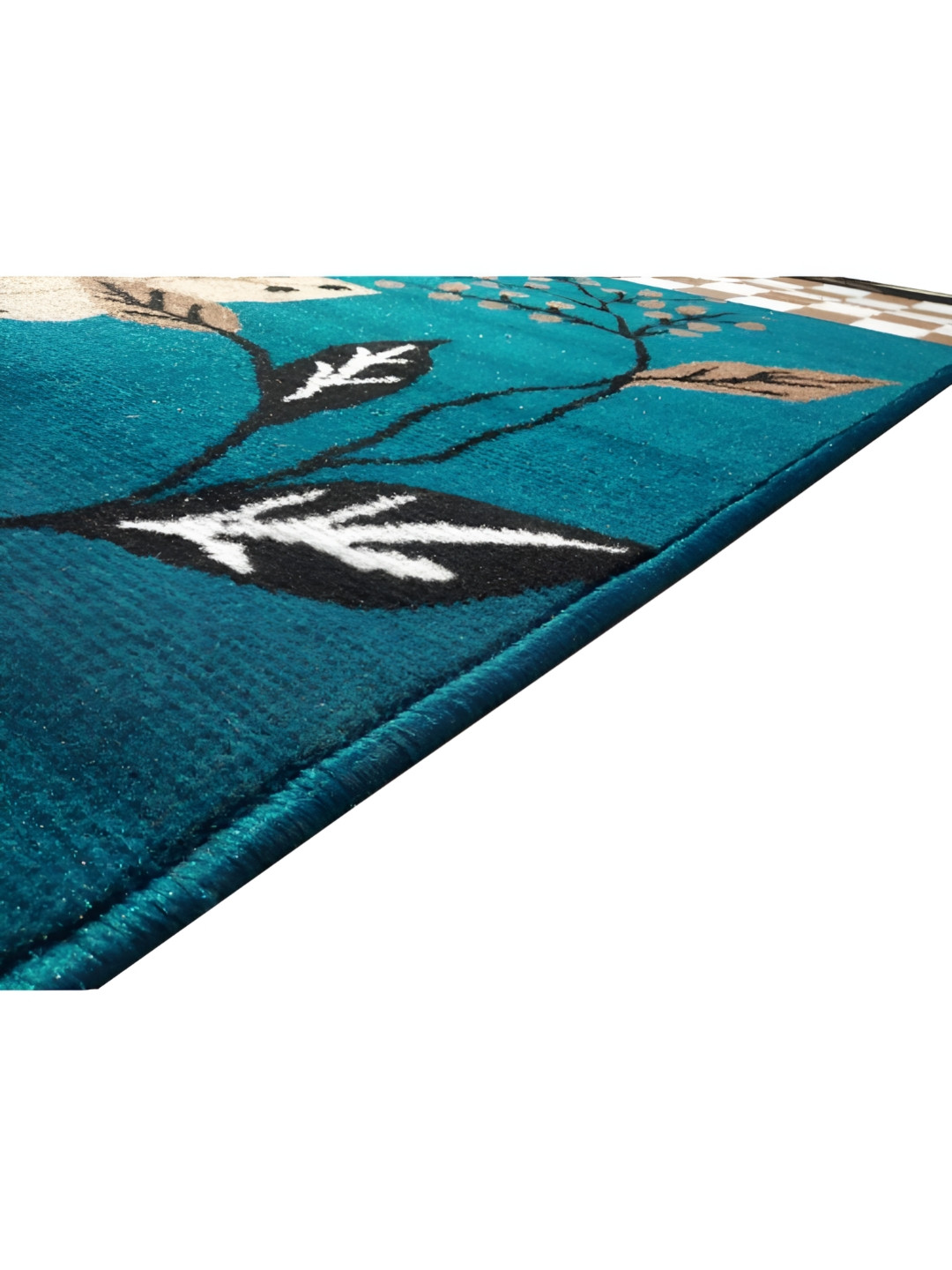 Asad Emporium Rugs Blue & Black Floral Anti-Skid Carpet