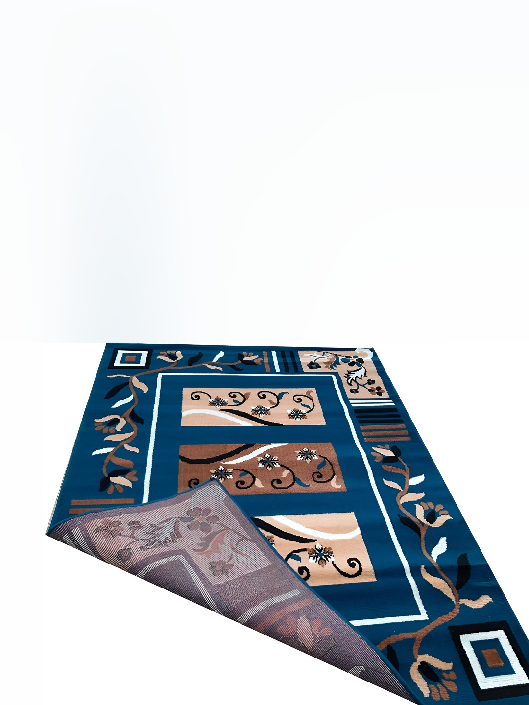 Asad Emporium Rugs Blue & Beige Floral Anti-Skid Carpet