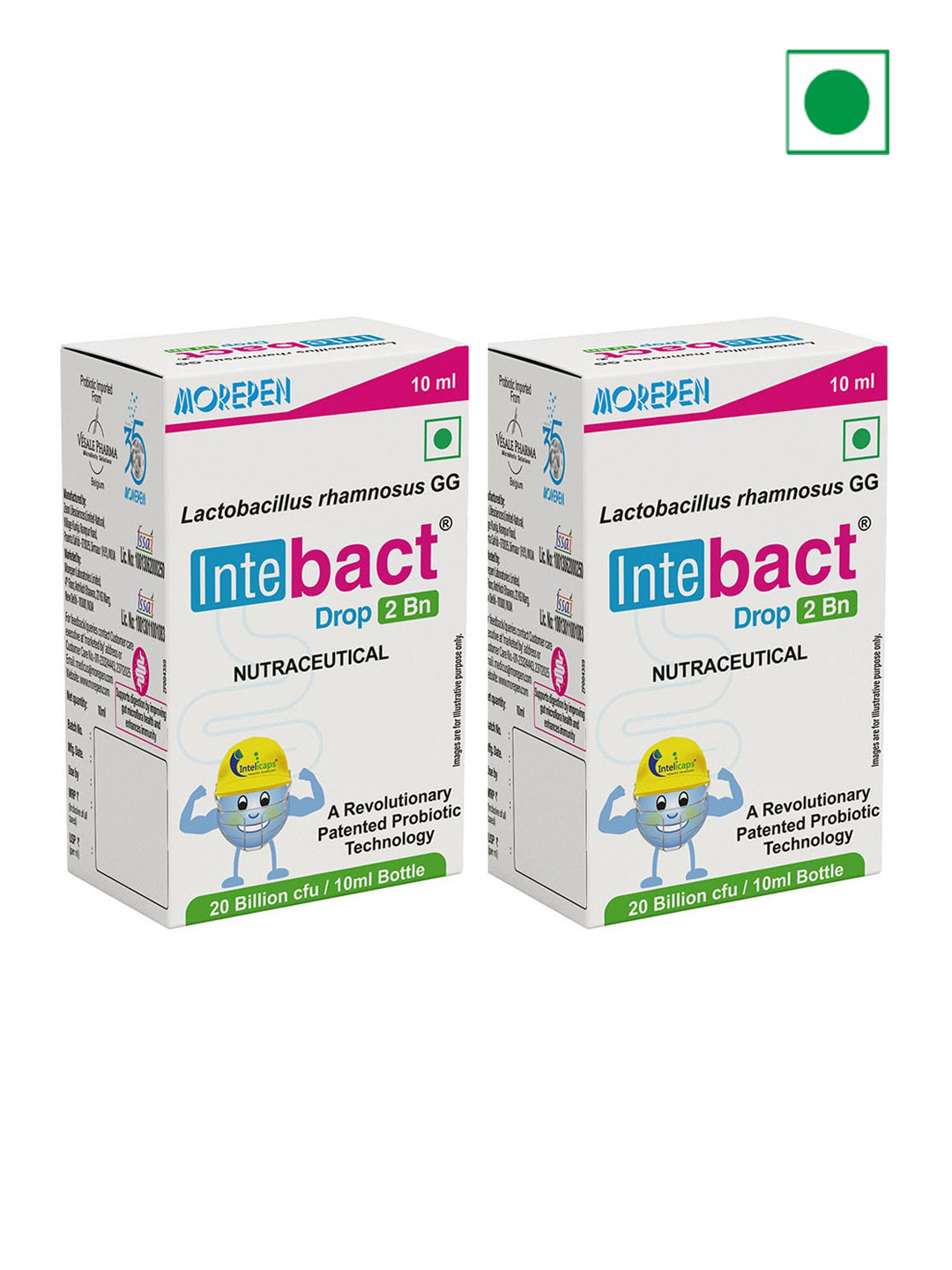 Dr. Morepen Set of 2 Intebact Probiotic Drops 2BN CFU - 10 ml each