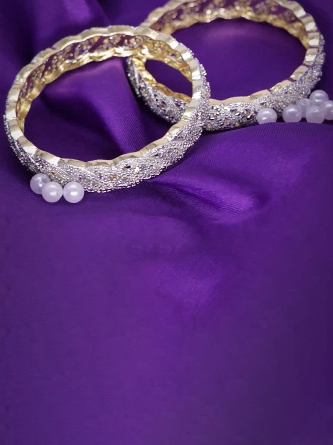 Manikya Set Of 2 Gold Plated & AD Studded Bangle