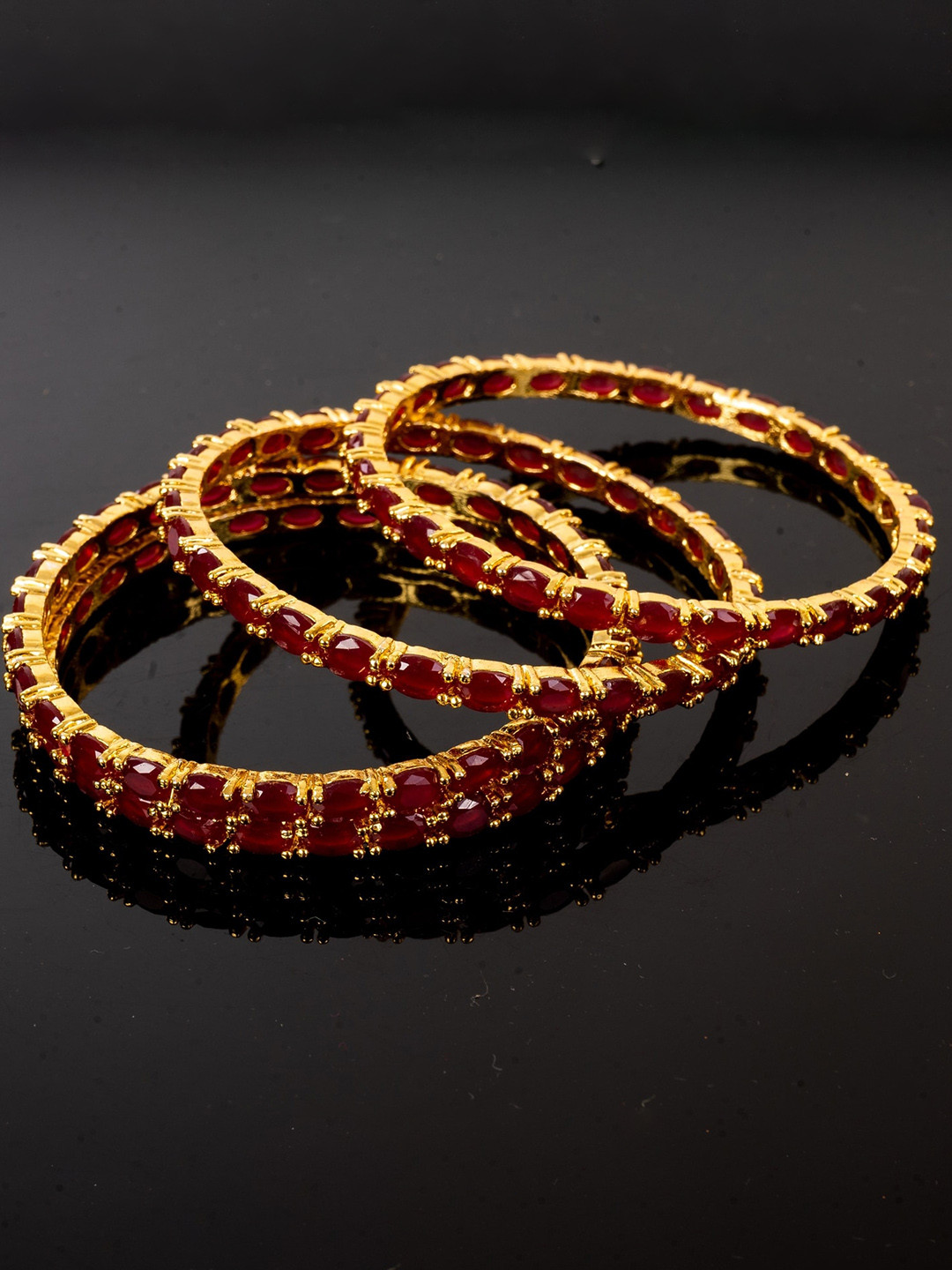 Manikya Set Of 4 Gold-Plated American Diamond Studded Bangle