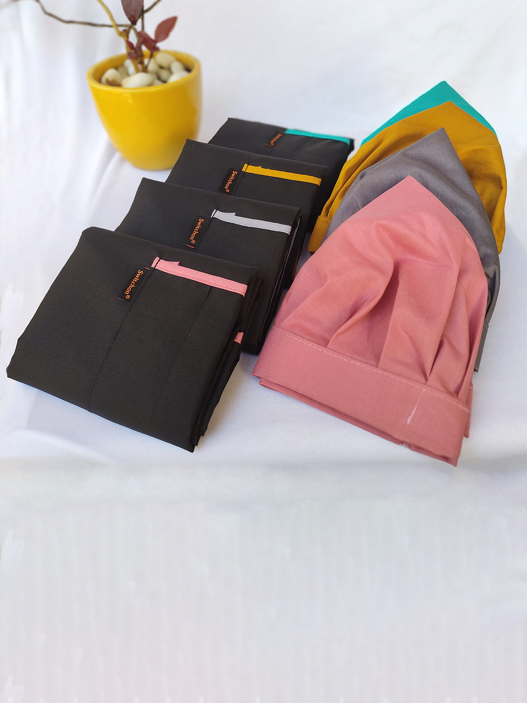 SWITCHON Yellow & Black Waterproof Apron with Cap