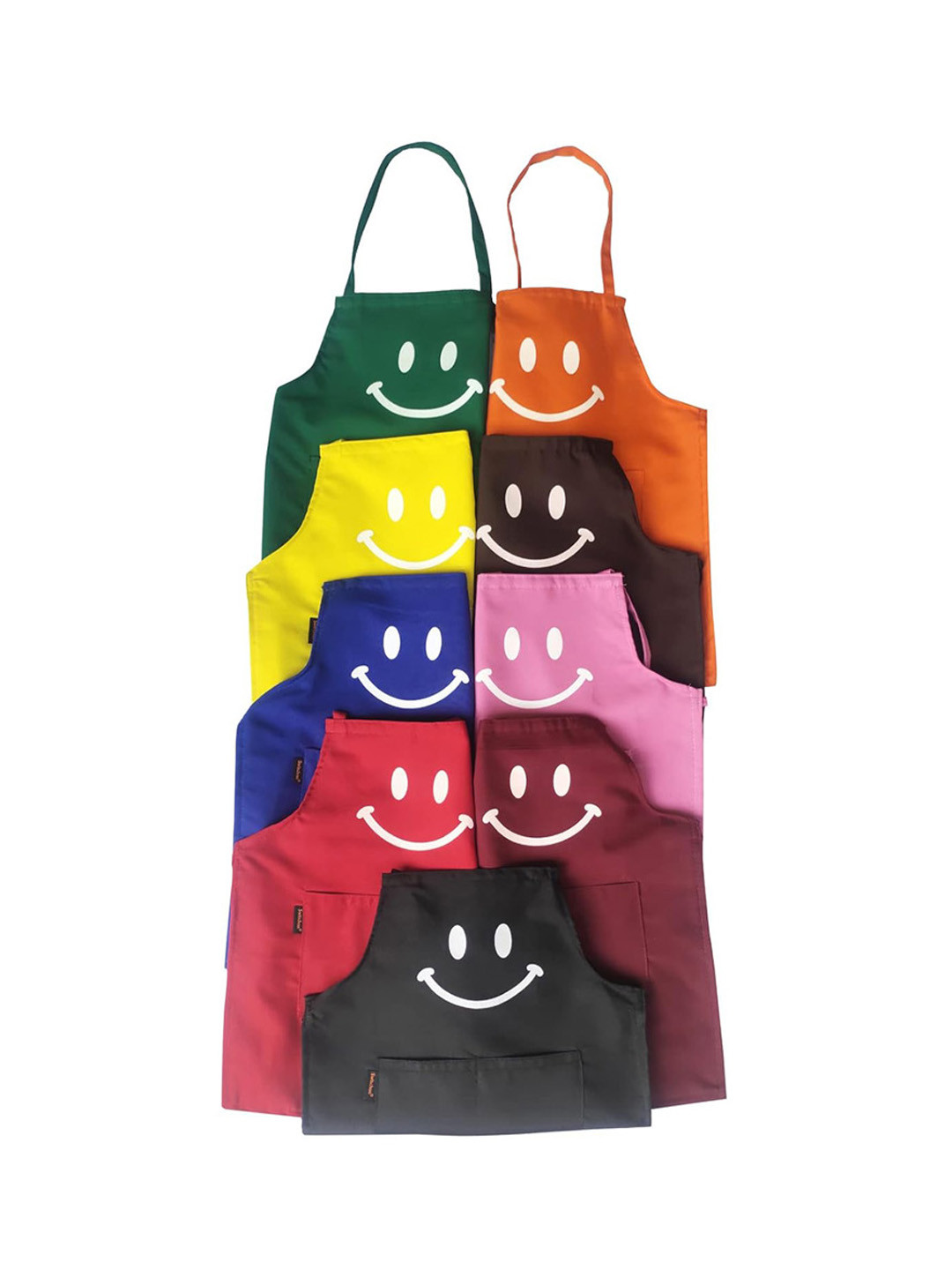 SWITCHON Mustard Yellow & White Printed Waterproof Apron With Cap