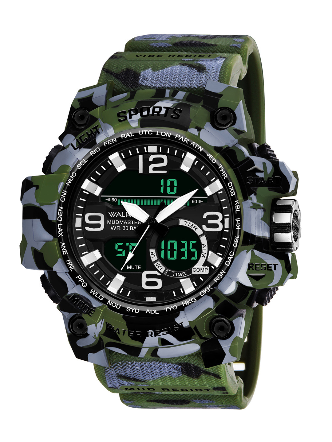 Walrus Unisex Patterned Dial & Straps Analogue and Digital Watch WWTM-CAM-020404