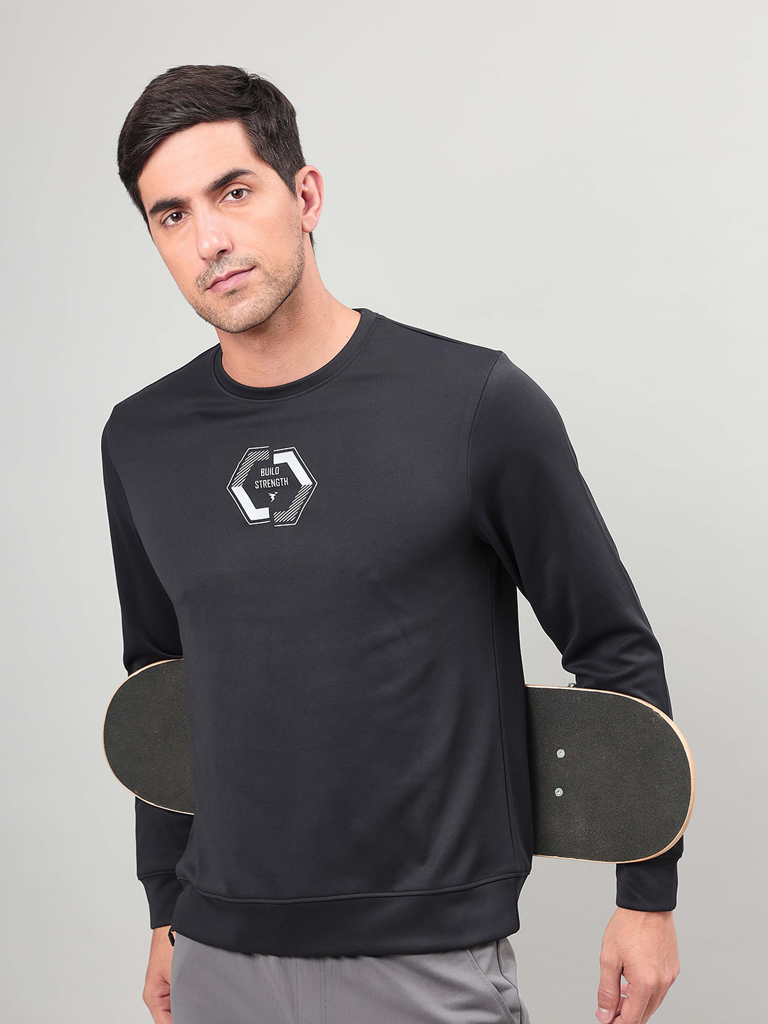 Technosport Round Neck Long Sleeves Regular Fit Typographic Printed  T-shirt