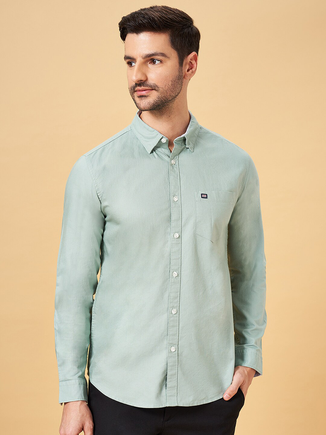 BYFORD by Pantaloons Cotton Button-Down Collar Slim Fit Opaque Casual Shirt