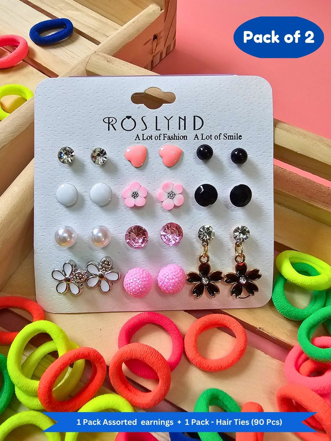 BAESD Kids Pack of 2 Assorted Earrings & Hair Ties