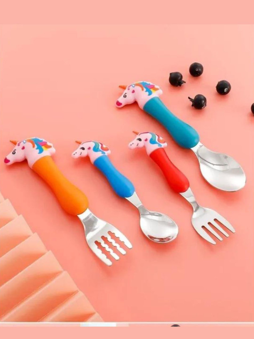 BAESD 4 Pieces 3D Unicorn Stainless steel Spoons & Forks