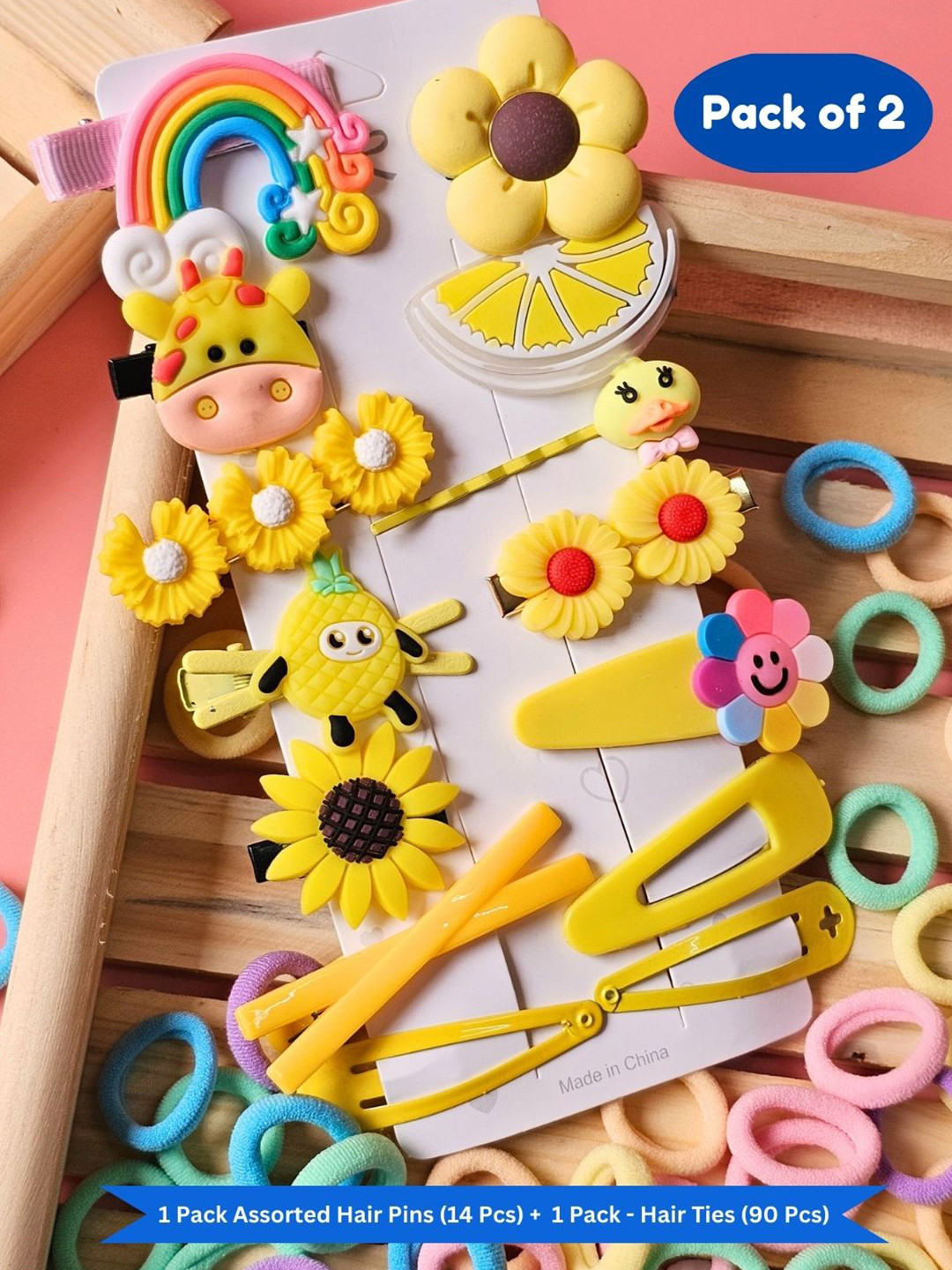 BAESD Kids Set Of 2 Mini Hair Ties & Clips Hair Accessory