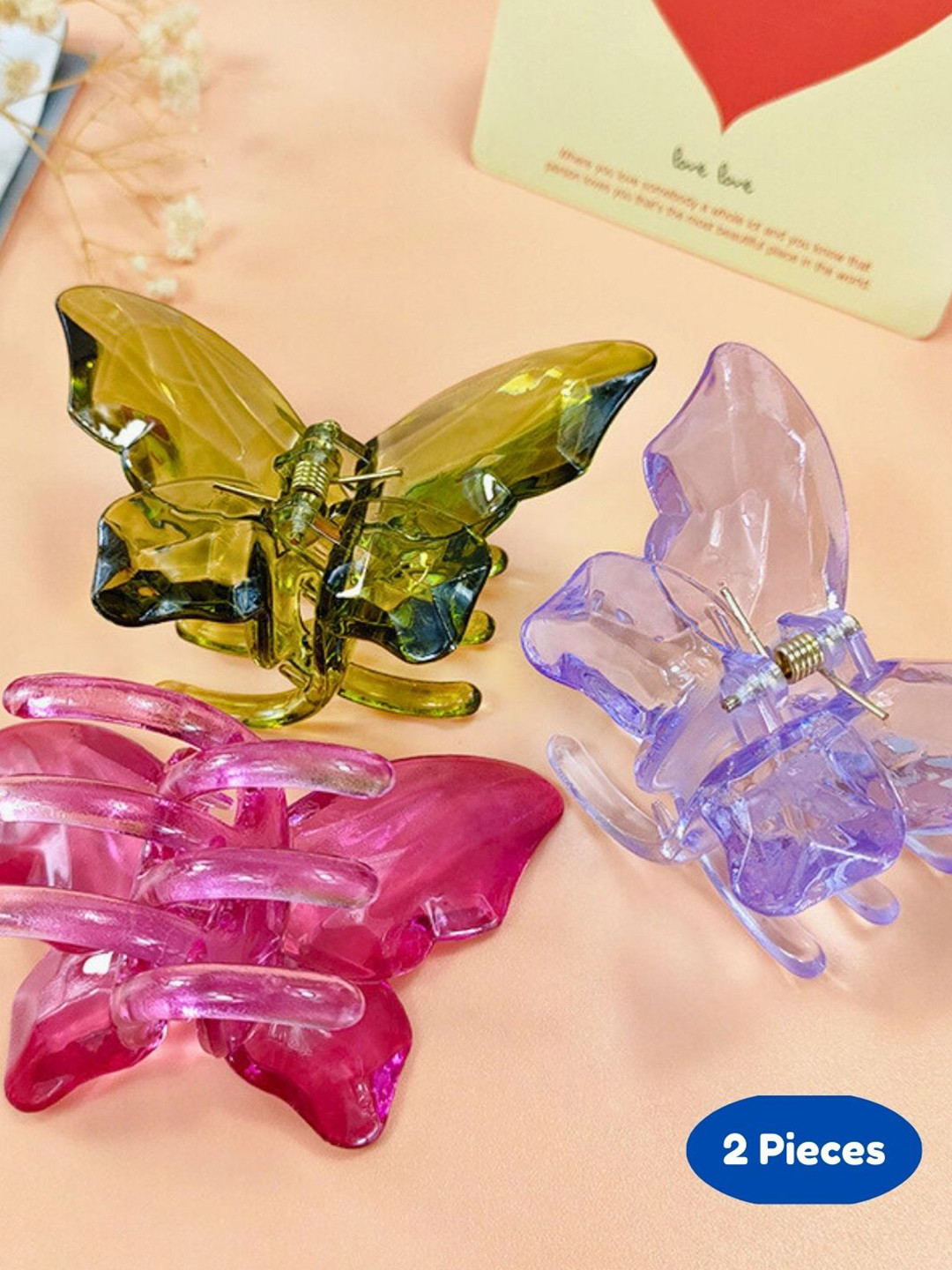 BAESD Set of 2 Assorted Butterfly Claw Clips