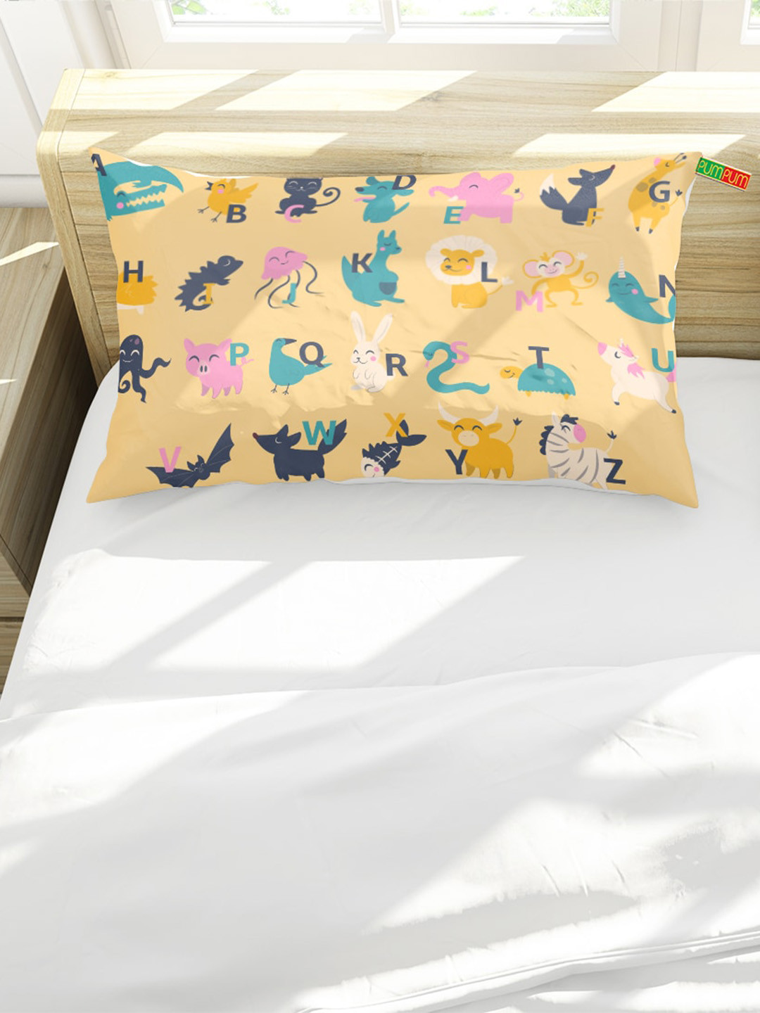 Pum Pum Yellow Printed Organic Cotton Baby Pillow
