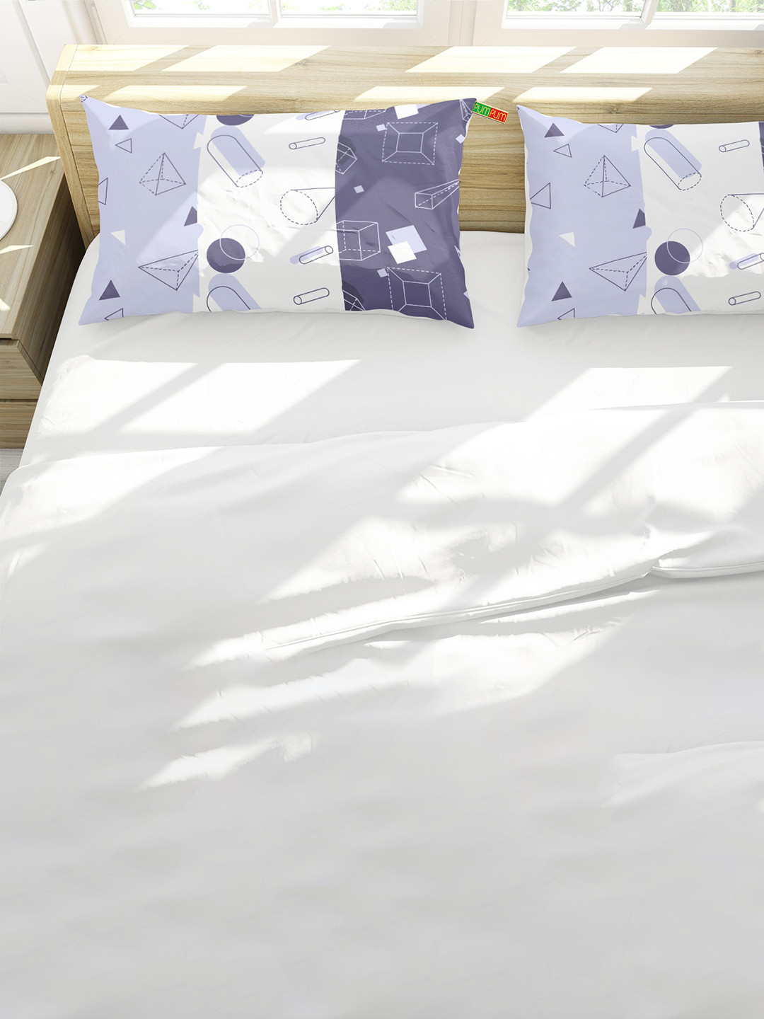 Pum Pum Purple & White 2 Pieces Printed Sleep Pillows