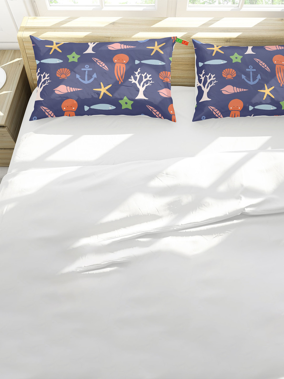 Pum Pum Kids Blue Printed Microfiber Sleep Pillow